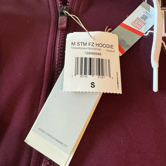 Adidas Aggie A&M maroon Zipper Hoodie S - Picture 3 of 5